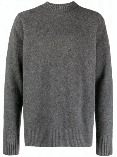 Oamc Relaxed Fit Wool Sweater With Ribbed Detailing In Gray