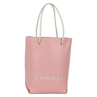 Pre-owned Chanel Essential Shopping Tote Leather Leather Bag () In Pink