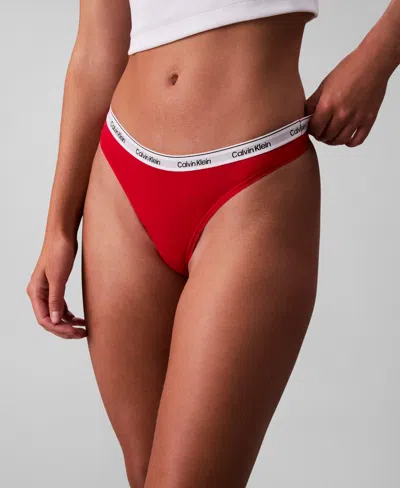 Calvin Klein Women's Modern Logo Thong Underwear Qd5043 In Red