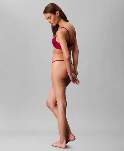 Calvin Klein Ideal Micro Low Rise String Thong In Red