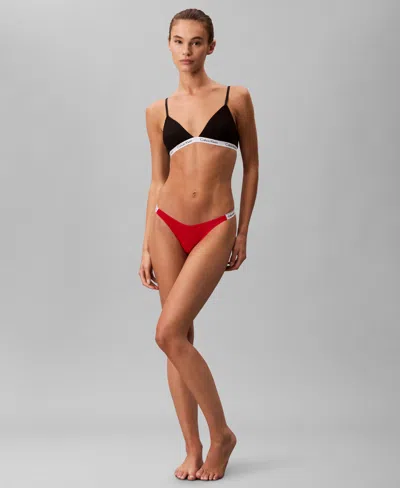 Calvin Klein Women's Modern Logo Dipped String Thong Underwear Qd5157 In Red