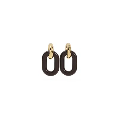 Marni Contemporary Brass And Resin Statement Earrings In Brown