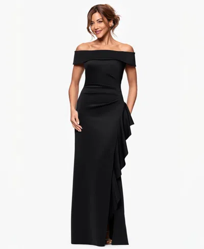Xscape Petite Off The Shoulder Sleeveless Dress In Black