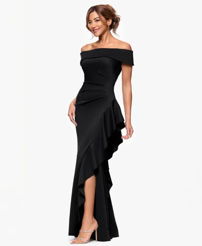 Xscape Petite Off The Shoulder Sleeveless Dress In Black