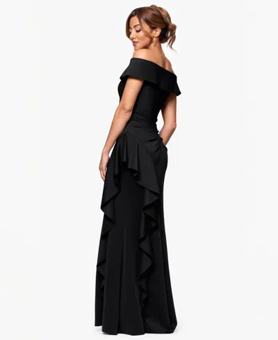 Xscape Petite Off The Shoulder Sleeveless Dress In Black