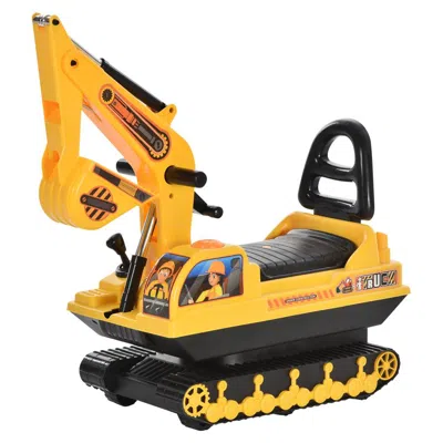 Breebe No Power Ride On Excavator Toy Tractors Digger Movable Scooter Walker Pretend Play Toddler Construct In Yellow
