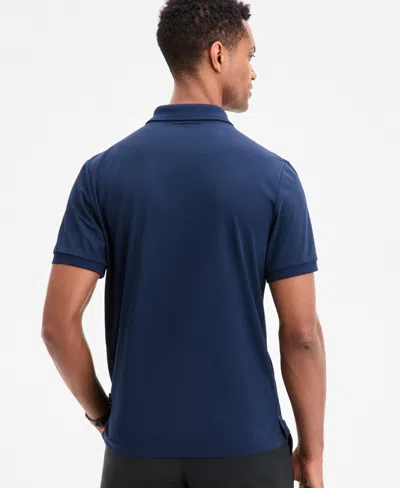 Alfani Men's Ottoman Short Sleeve Textured Quarter-zip Polo Shirt, Exclusively At Macy's In Blue