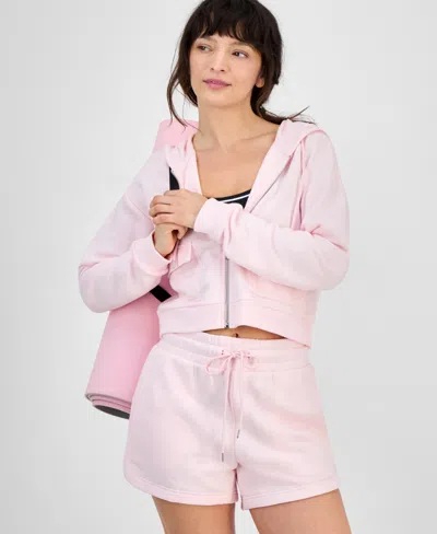 Id Ideology Women's Cropped Zippered Hoodie, Exclusively At Macy's In Pink