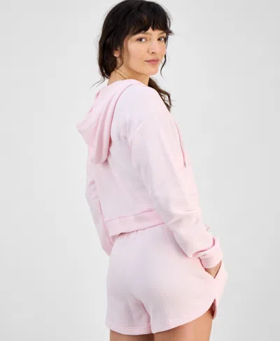 Id Ideology Women's Cropped Zippered Hoodie, Exclusively At Macy's In Pink