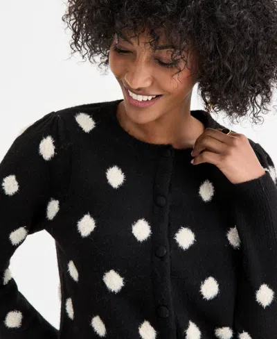 On 34th Womans Long Sleeve Graphic Cardigan Sweater Xxs 3x Macys Exclusive In Black