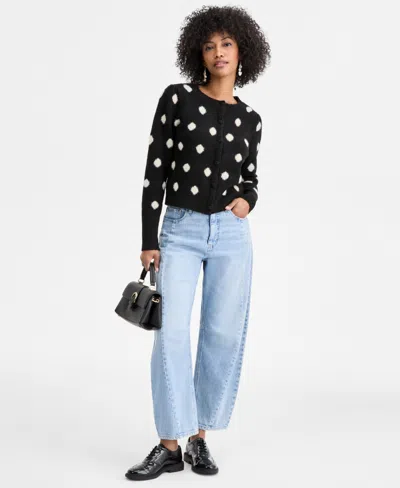 On 34th Womans Long Sleeve Graphic Cardigan Sweater Xxs 3x Macys Exclusive In Black