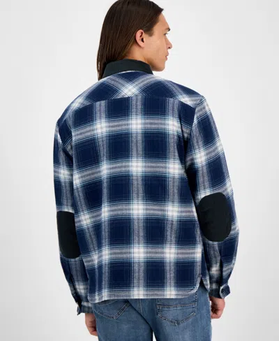 Sun + Stone Men's Rodgers Long-sleeve Snap-front Plaid Shirt Jacket, Macy's Exclusive In Blue