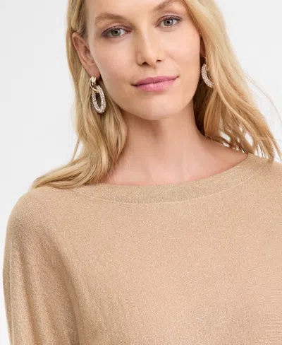 Inc International Concepts Women's Metallic Boat-neck Sweater, Macy's Exclusive In Brown