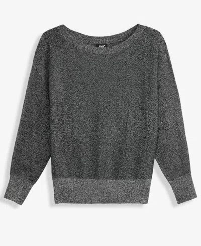 Inc International Concepts Women's Metallic Boat-neck Sweater, Macy's Exclusive In Gray