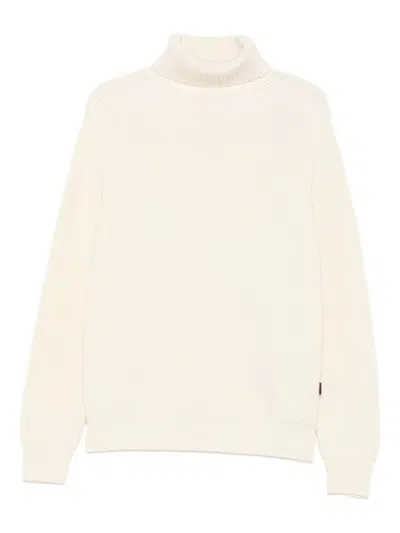 Sebago Ribbed Knit White Wool Sweater In Neutral