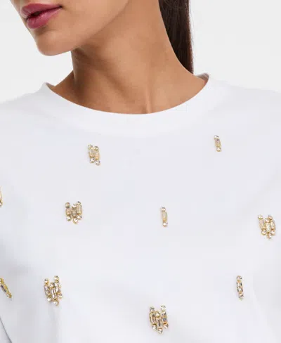 Inc International Concepts Women's Cotton Embellished Tee, Macy's Exclusive In White