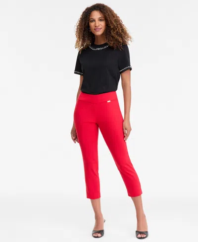 Inc International Concepts Women's Tummy-control Pull-on Capri Pants, Created For Macy's In Red