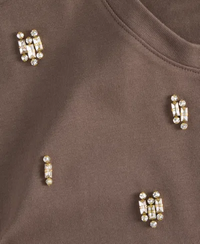 Inc International Concepts Women's Cotton Embellished Tee, Macy's Exclusive In Brown
