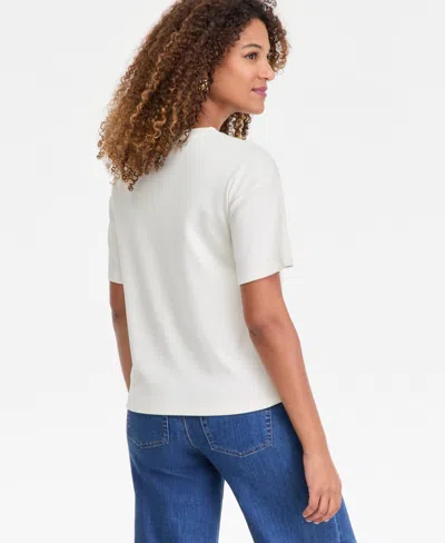 Inc International Concepts Women's Short-sleeve Grommet Top, Macy's Exclusive In White