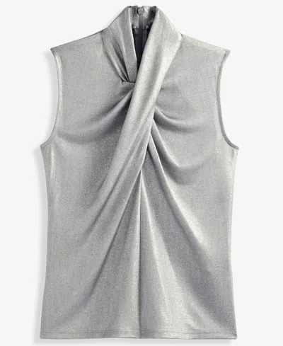 Inc International Concepts Women's Shine Cross-neck Tank Top, Macy's Exclusive In Blue