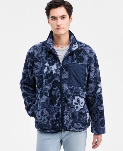 Sun + Stone Men's Creed Faux Sherpa Jacket, Macy's Exclusive In Blue