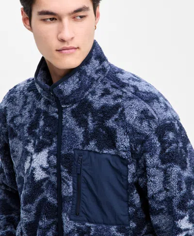 Sun + Stone Men's Creed Faux Sherpa Jacket, Macy's Exclusive In Blue