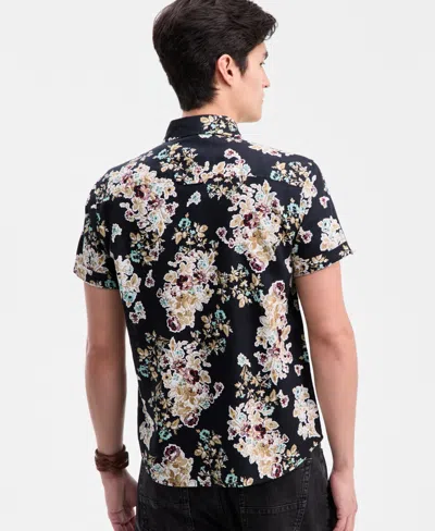 Sun + Stone Men's Wildflower Short-sleeve Button-up Shirt, Macy's Exclusive In Black