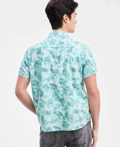 Sun + Stone Men's Forest Leaf Short-sleeve Button-up Shirt, Macy's Exclusive In Blue