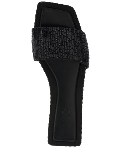 Inc International Concepts Women's Yamille Square Toe Flat Sandals, Macy's Exclusive In Black