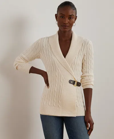 Ralph Lauren Buckled Cotton Sweater In Neutral