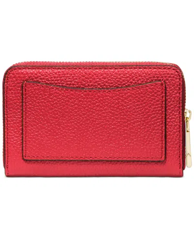 Michael Kors Michael  Jet Set Small Zip Around Card Case In Red