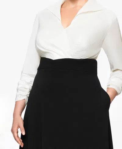 Betsy & Adam Plus Size Long Sleeve Sheath Dress In Multi