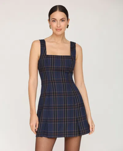 Avec Les Filles Women's Sleeveless Plaid Mini Dress In Blue