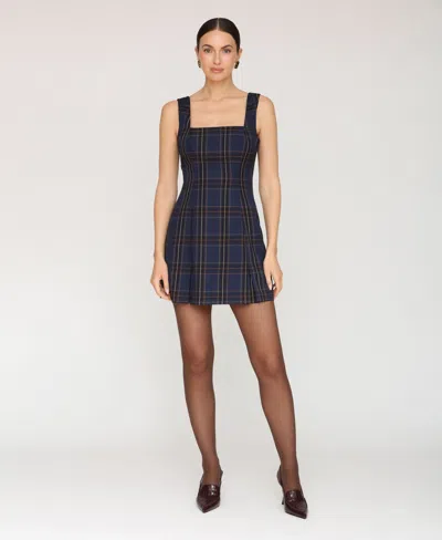 Avec Les Filles Women's Sleeveless Plaid Mini Dress In Blue