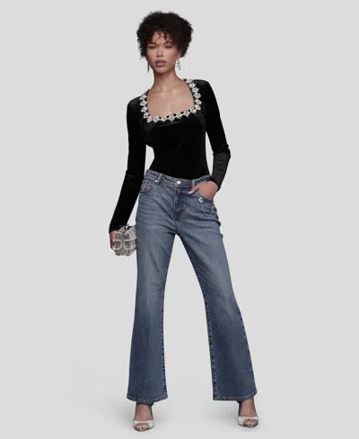 Avec Les Filles Women's Mid Rise Bootcut Jeans In Blue