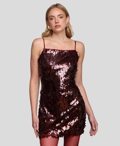 Avec Les Filles Square Neck Open Back Mini Dress In Brown