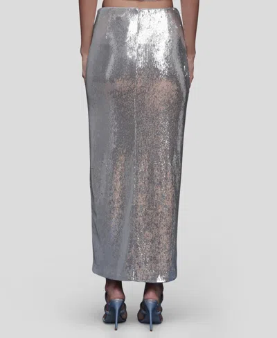 Avec Les Filles Metallic Rosette Detail Ruched Maxi Skirt In Gray
