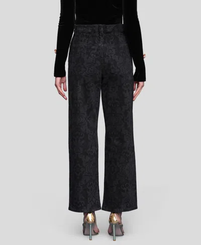 Avec Les Filles Printed Cinch High Waist Wide Leg Jeans In Black