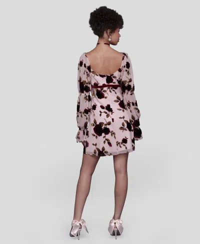 Avec Les Filles Victorian Sleeve Floral Mini Dress In Multi