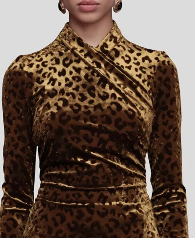 Avec Les Filles Women's Wrap Neck Long Sleeve Top In Brown