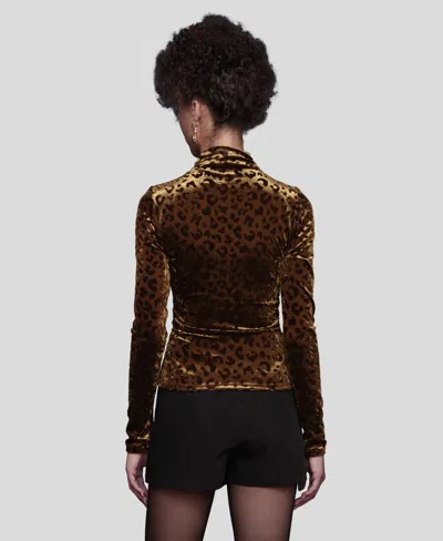 Avec Les Filles Women's Wrap Neck Long Sleeve Top In Brown