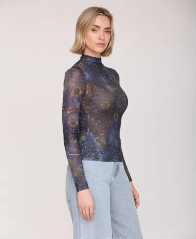 Avec Les Filles Women's Mock Neck Long Sleeve Top In Multi