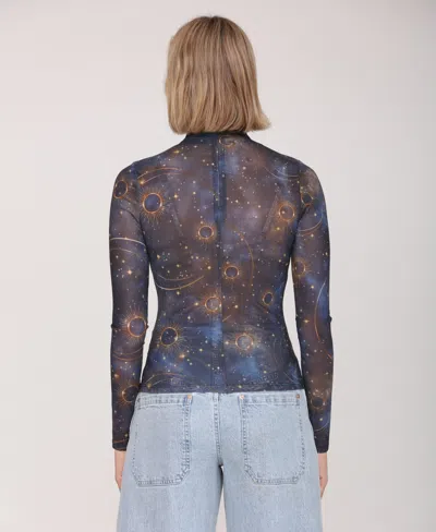 Avec Les Filles Women's Mock Neck Long Sleeve Top In Multi