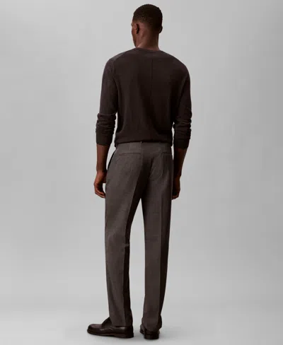 Calvin Klein Men's Viscose Blend Check Slim Trouser In Brown