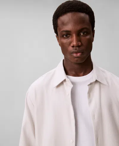 Calvin Klein Men's Melange Flannel Relaxed Button-down Shirt In Neutral