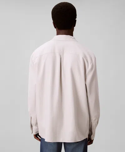 Calvin Klein Men's Melange Flannel Relaxed Button-down Shirt In Neutral