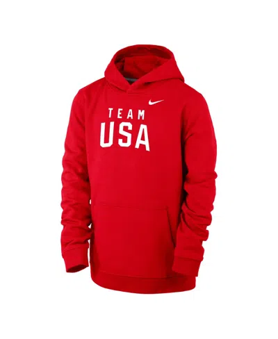 Nike Big Boys And Girls Red Primary Club Fleece Hoodie In Red