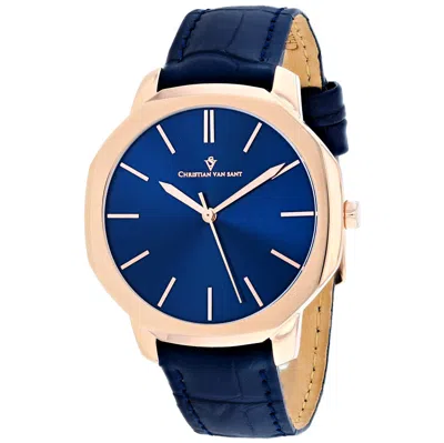 Christian Van Sant Men's Octavius Slim Blue Dial Watch In Blue