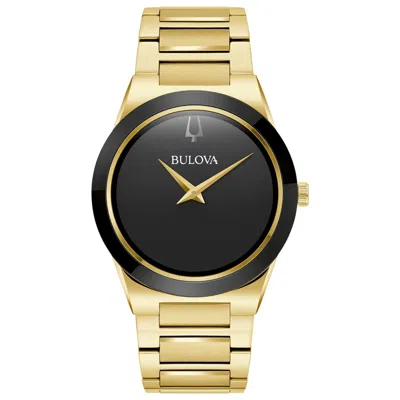 Bulova Mens Gold Tone Stainless Steel Bracelet Watch 97a183 In Gold