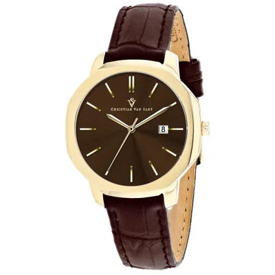 Christian Van Sant Octave Slim Quartz Brown Dial Ladies Watch Cv0507 In Brown